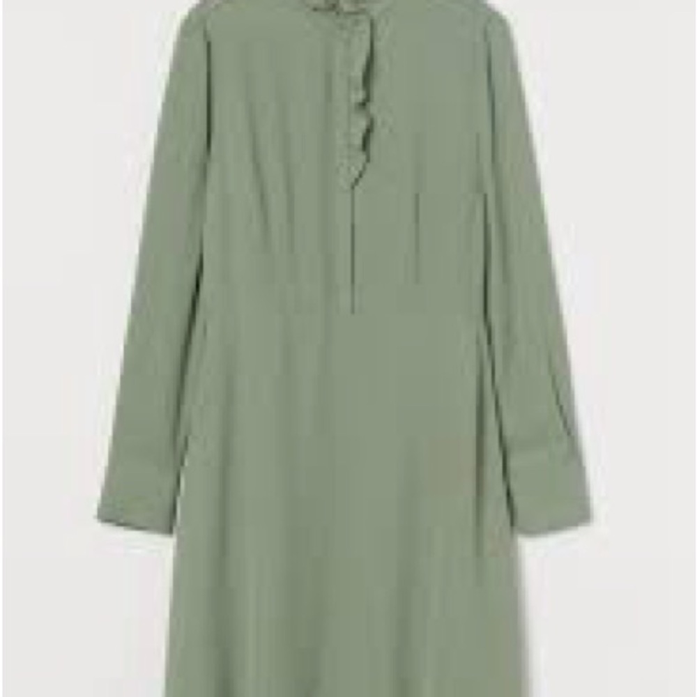 H&M Green Shiffon Long Sleeve Dress NWT